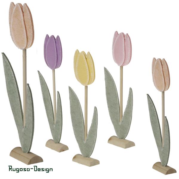 Filz-Tulpen stehend, bunt, 4fach, 30,5cm, 8/P